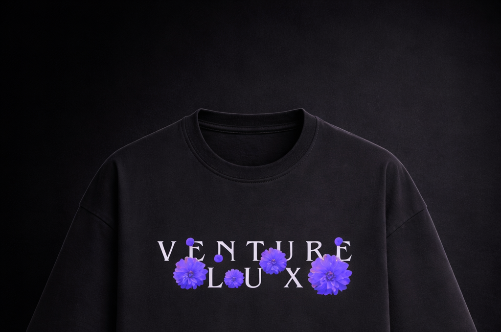 Floral Fortune  black t-shirt